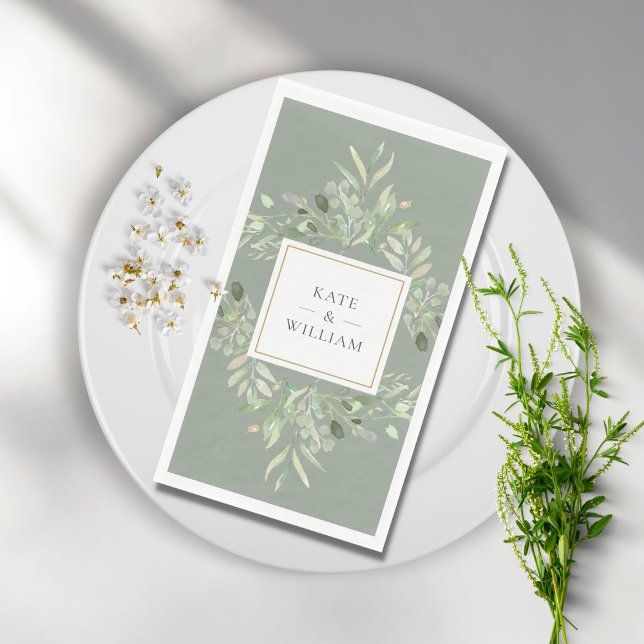 Servilleta De Papel Boda Verde Sábila Verde de Foliaje Botánico (Subido por el creador)