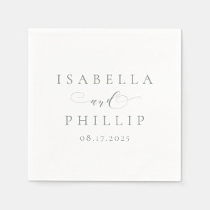 Servilleta De Papel Boda verde sabio sencillo y elegante