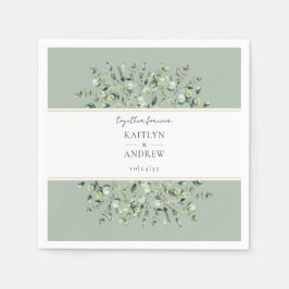 Servilleta De Papel Boda Verde Salvia Eucalipto Juntos Por Siempre