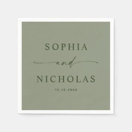 Servilleta De Papel Boda Verde Salvia | Primavera Minimalista Elegante