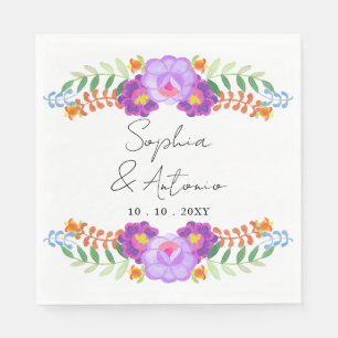 Servilleta De Papel Boda Vibrante Fiesta Floral Mexicana