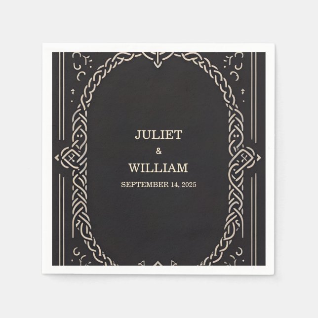 Servilleta De Papel Boda Viking Céltico Nórdico Medieval (Anverso)