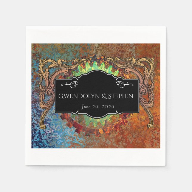 Servilleta De Papel Boda vinícola Steampunk personalizada (Anverso)