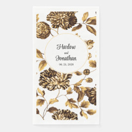 Servilleta De Papel Boda Vino Floral Vintado Blanco Y Oro