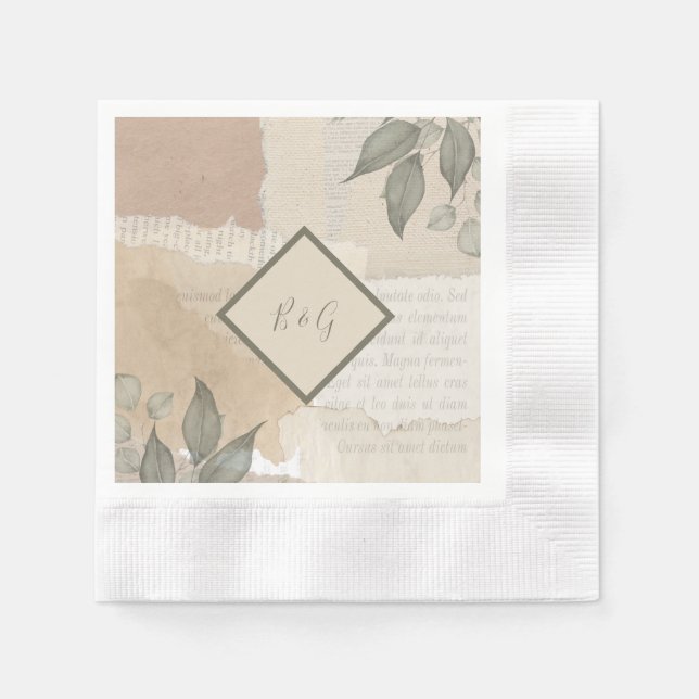 Servilleta De Papel boda vintage boho moda verde (Anverso)