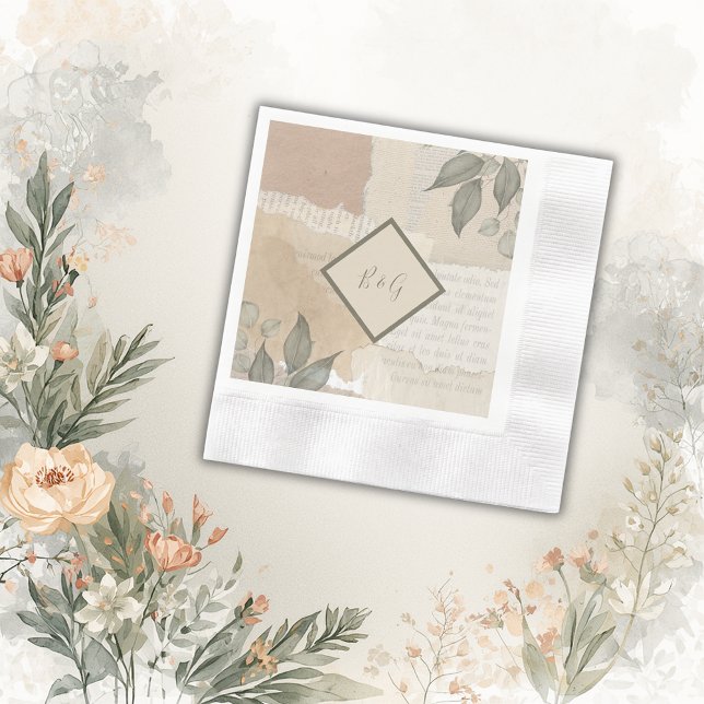 Servilleta De Papel boda vintage boho moda verde (Subido por el creador)