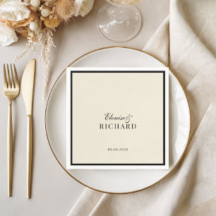 Servilleta De Papel Boda Vintage Border Marfil y Negro Old Money
