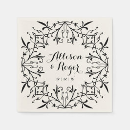 Servilleta De Papel Boda Vintage de Black and Ecru
