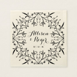 Servilleta De Papel Boda Vintage de Black and Ecru