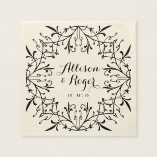 Servilleta De Papel Boda Vintage de Black and Ecru