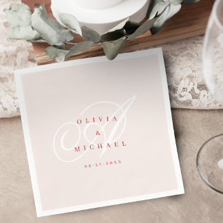 Servilleta De Papel Boda vintage de caligrafía clásica elegante rosa