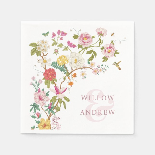 Servilleta De Papel Boda Vintage Floral (Anverso)