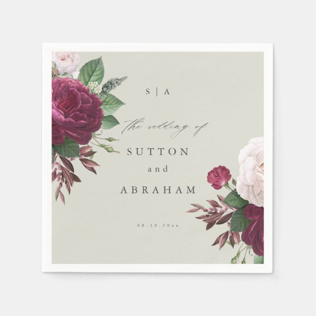 Servilleta De Papel Boda Vintage Floral (Anverso)