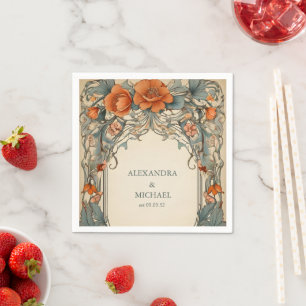 Servilleta De Papel Boda Vintage Floral Art Nouveau