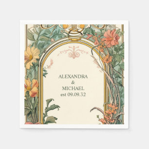 Servilleta De Papel Boda Vintage Floral Art Nouveau