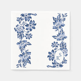 Servilleta De Papel Boda Vintage Floral Azul Elegante