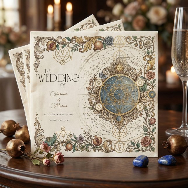 Servilleta De Papel Boda Vintage Floral Celestial (Subido por el creador)
