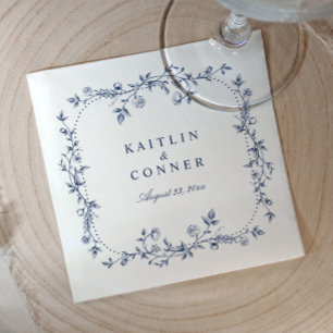 Servilleta De Papel Boda Vintage Floral Francesa Azul Marino