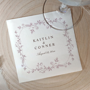 Servilleta De Papel Boda Vintage Francés Floral Rosa Polvoriento Malva