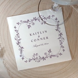 Servilleta De Papel Boda Vintage Francesa Floral Berenjena Púrpura