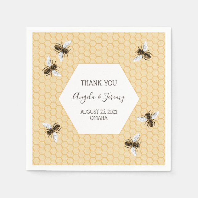 Servilleta De Papel Boda Vintage Honeybee (Anverso)