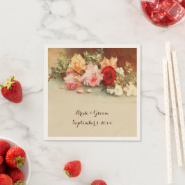 Servilleta De Papel Boda Vintage, Naturaleza Muerta de Flores de Rosas