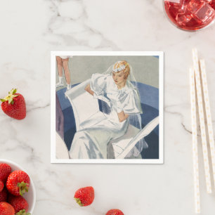 Servilleta De Papel Boda Vintage, Novia Art Deco Moderna de Mitad de S