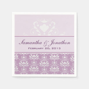 Servilleta De Papel Boda violeta africana y damascal plateada