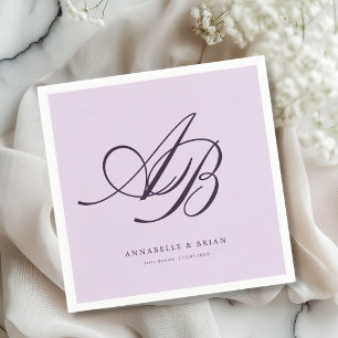 Servilleta De Papel Boda Violeta Monograma Elegante