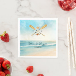 Servilleta De Papel Boda Watercolor Beach Oars