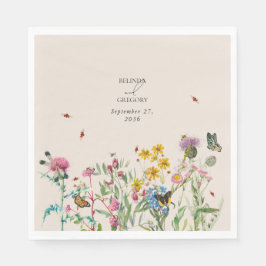 Servilleta De Papel Boda Watercolor Wildflower Garden & Insecs