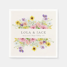 Servilleta De Papel Boda Watercolor Wildflower Meadow