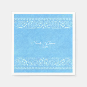 Servilleta De Papel Boda Western Country Paisley Rústico Azul