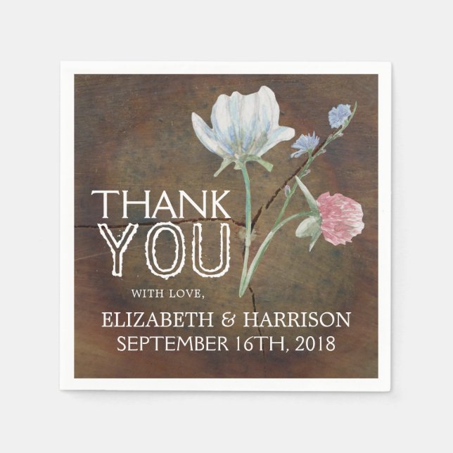 Servilleta De Papel Boda Wildflower Oak Wood (Anverso)