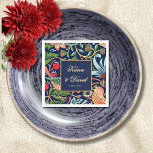 Servilleta De Papel Boda William Morris Deep Blue Arte Deco Moderno 