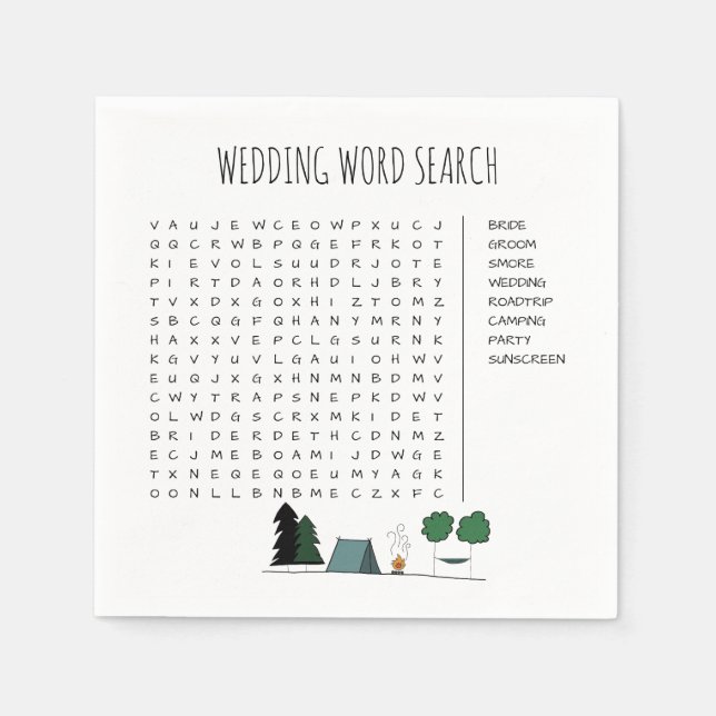 Servilleta De Papel Boda Word Search Cocktail Napkins (Anverso)
