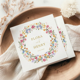 Servilleta De Papel Boda Wreath del Jardín de flores silvestres de pri