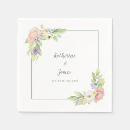 Servilleta De Papel Boda y compromiso de mariposas acuarelas florales