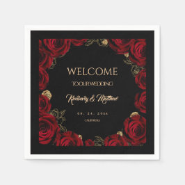 Servilleta De Papel Bodas Boho de Rosas de Borgoña