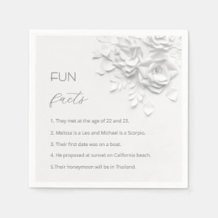 Servilleta De Papel Bodas Datos Divertidos Flores Rosas 3D Blancas