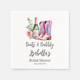 Servilleta De Papel Bodas de Botas y Burbujas Rosa
