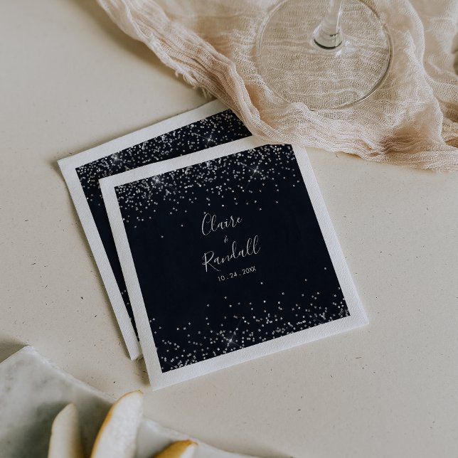Servilleta De Papel Bodas de caligrafía de confetti plateado (Subido por el creador)