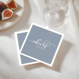 Servilleta De Papel Bodas de Cheers - Guion Chic Azul Polvoriento