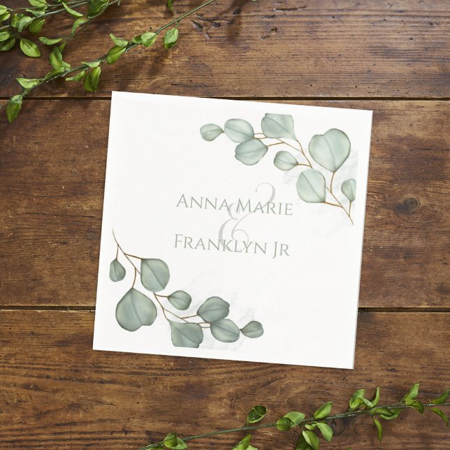 Servilleta De Papel Bodas de Eucalyptus Greenery Elegante Foliage (Subido por el creador)