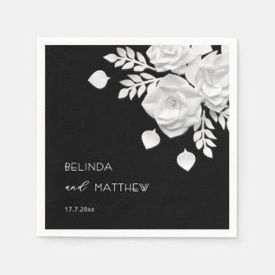 Servilleta De Papel Bodas de flores 3D en blanco y negro