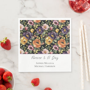 Servilleta De Papel Bodas de flores naranjas rosadas amarillas púrpura