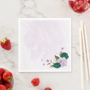 Servilleta De Papel bodas de flores púrpura verde esmeralda
