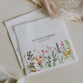 Servilleta De Papel Bodas de flores silvestres prensadas en acuarela