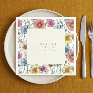 Servilleta De Papel Bodas de flores silvestres vibrantes