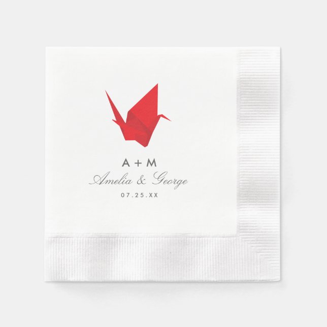 Servilleta De Papel Bodas de Grullas de Origami (Anverso)